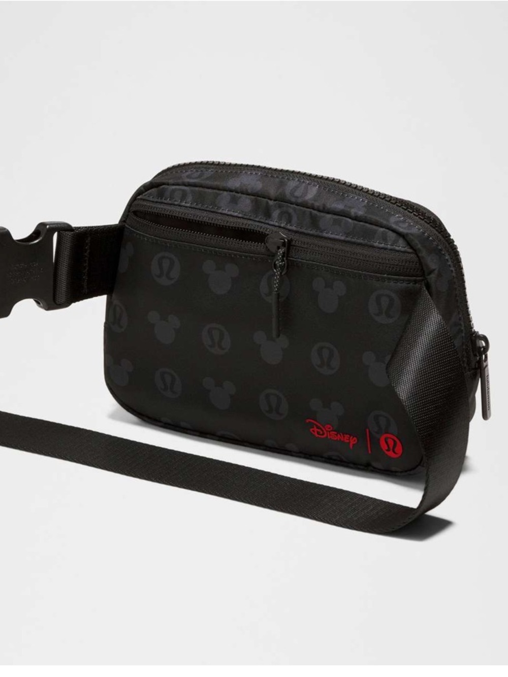 Lululemon Black Disney Mickey Print Tech Pouch crossbody Fanny belt bag nwt - Picture 3 of 6